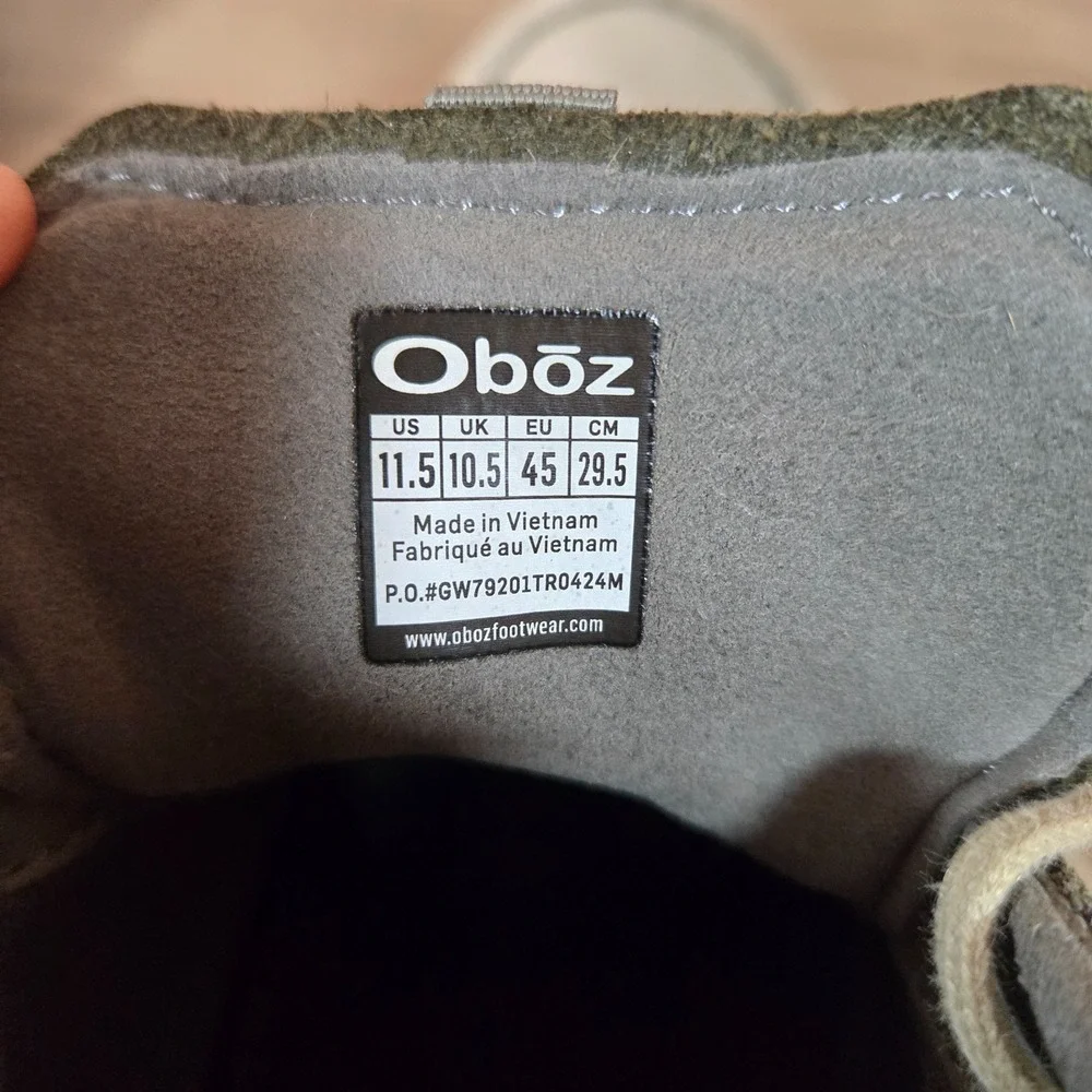 Oboz Burke Chukka Hiking Boots Mens 11.5 Leather Gray Ankle Shoe